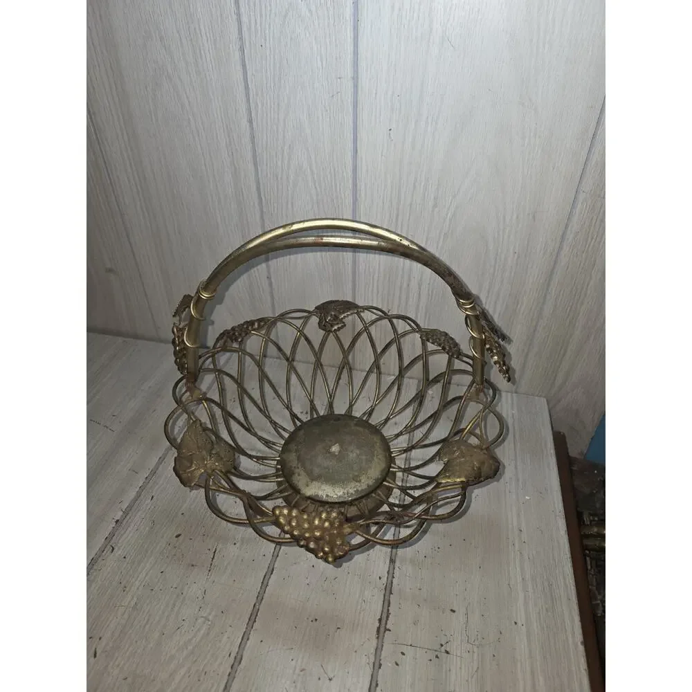 Vtg Godinger Silver Co Woven Baskets Grape Motif Swivel Handle 8